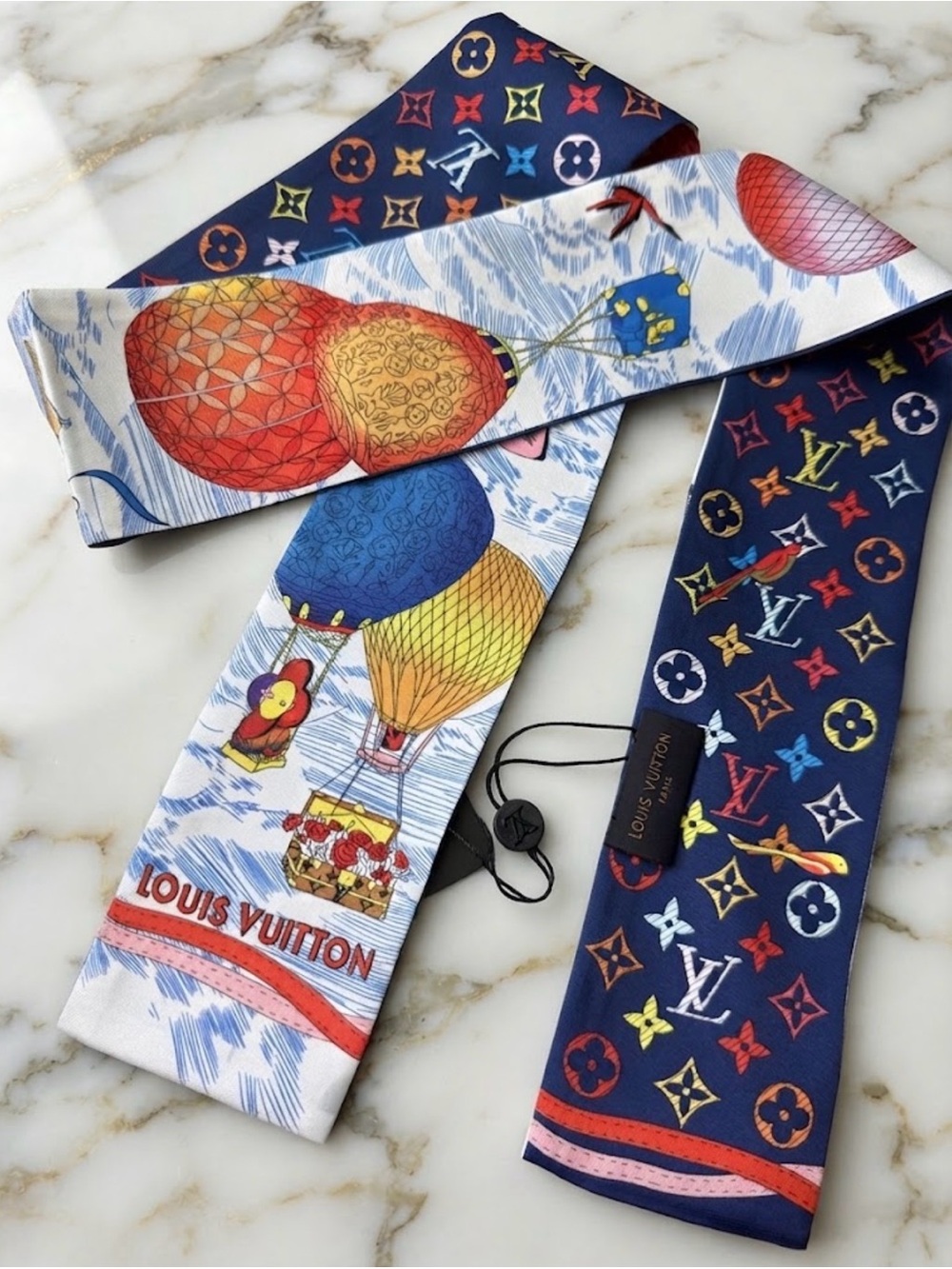 Louis Vuitton From The Cloud BB Bandeau Silk Hot Air Balloon Monogram Scarf
